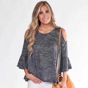 Hacci Stripe Cold Shoulder